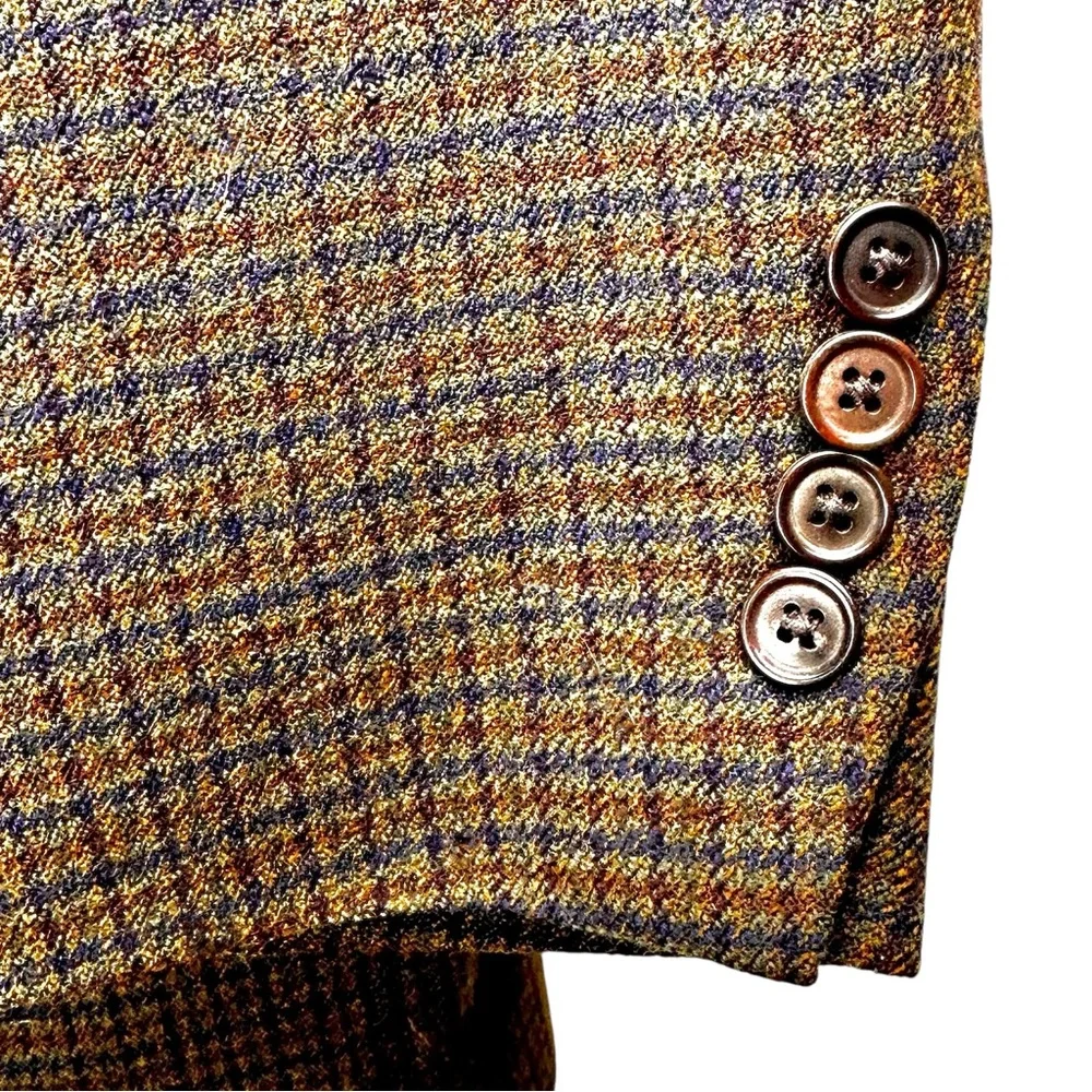 VTG Nautica Men's 44R Houndstooth Sport Coat Brown Tweed‎ Blazer Jacket 2 Button